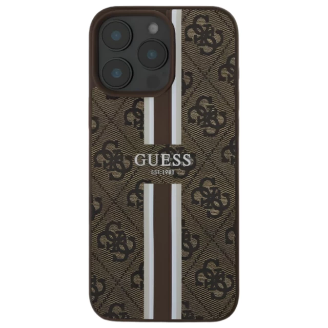 Чехол Guess 4G Printed Stripes для iPhone 16 Pro Brown with MagSafe (GUHMP16LP4RPSW)