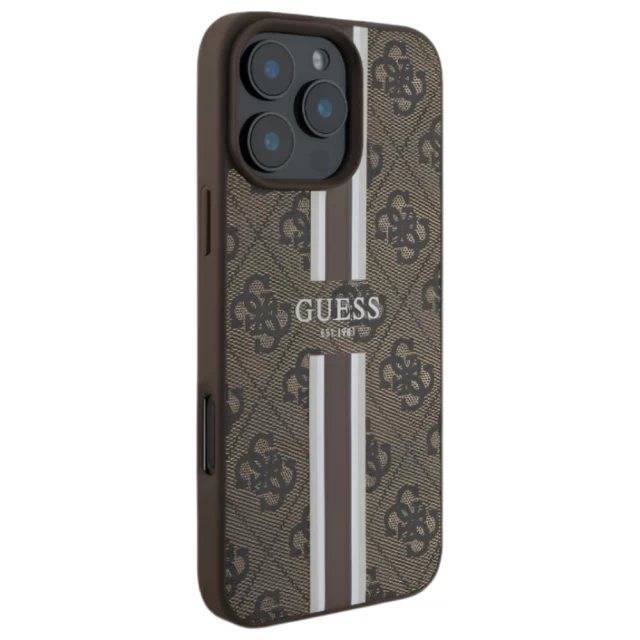 Чехол Guess 4G Printed Stripes для iPhone 16 Pro Brown with MagSafe (GUHMP16LP4RPSW)