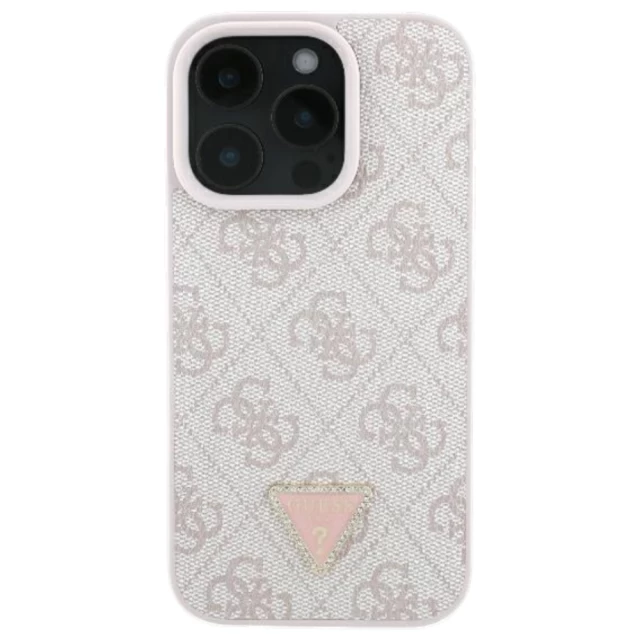 Чехол Guess Leather 4G Triangle Strass для iPhone 16 Pro Pink (GUHCP16LP4TDPP)