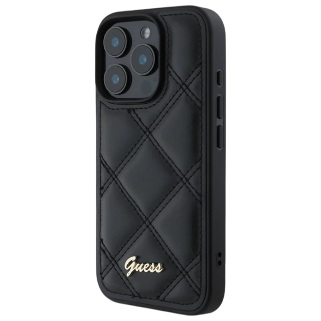 Чехол Guess Quilted Metal Logo для iPhone 16 Pro Black (GUHCP16LPSQSQSK)