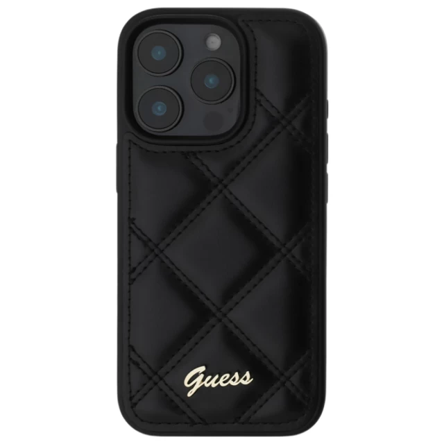 Чехол Guess Quilted Metal Logo для iPhone 16 Pro Black (GUHCP16LPSQSQSK)