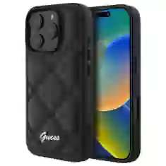 Чехол Guess Quilted Metal Logo для iPhone 16 Pro Black (GUHCP16LPSQSQSK)