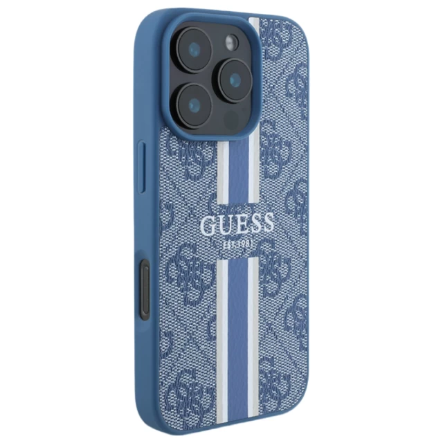 Чехол Guess 4G Printed Stripes для iPhone 16 Pro Blue with MagSafe (GUHMP16LP4RPSB)