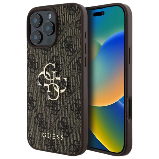 Чехол Guess 4G Big Metal Logo для iPhone 16 Pro Brown (GUHCP16L4GMGBR)