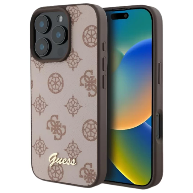 Чехол Guess Peony Script для iPhone 16 Pro Max Brown with MagSafe (GUHMP16XPGPYSW)