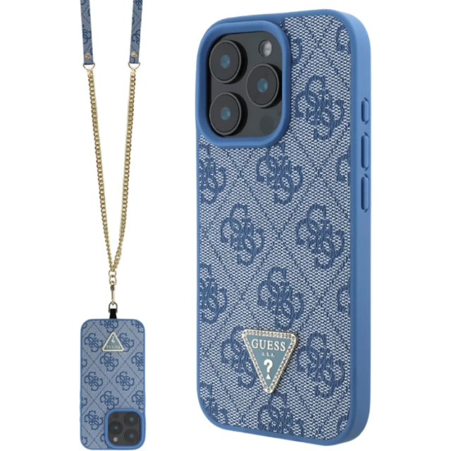 Чехол Guess Crossbody 4G Metal Logo для iPhone 16 Pro Max Blue (GUHCP16XP4TDSCPB)