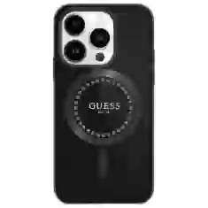 Чехол Guess IML Rhinestones для iPhone 16 Pro Black with MagSafe (GUHMP16LPFTDTEK)