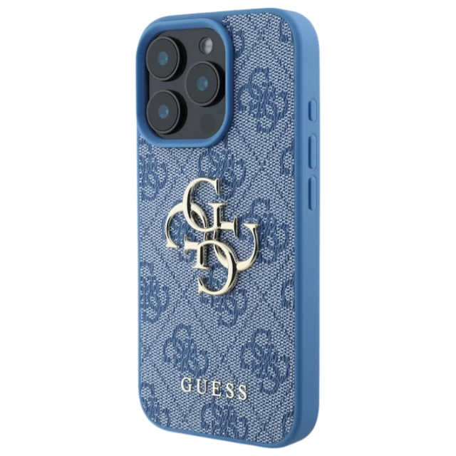 Чехол Guess 4G Big Metal Logo для iPhone 16 Pro Max Blue (GUHCP16X4GMGBL)