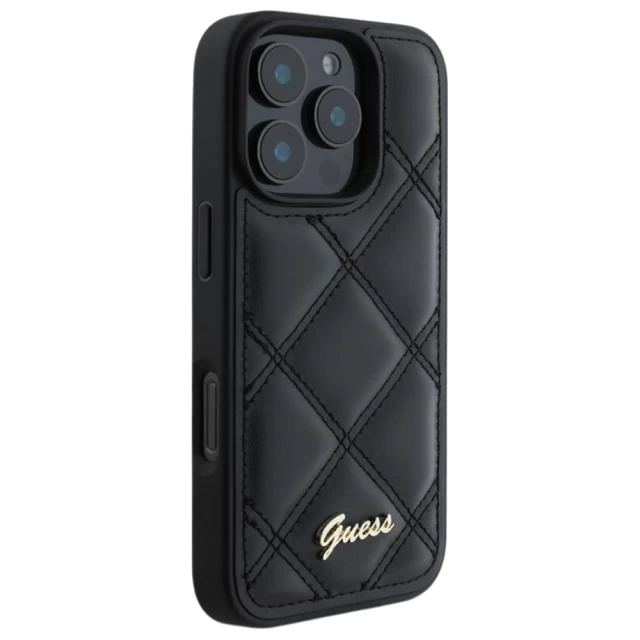 Чехол Guess Quilted Metal Logo для iPhone 16 Pro Max Black (GUHCP16XPSQSQSK)