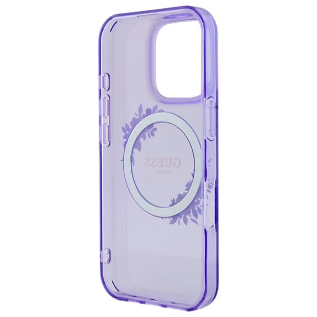 Чехол Guess IML Flowers Wreath для iPhone 16 Pro Purple with MagSafe (GUHMP16LHFWFCU)