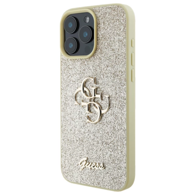 Чехол Guess Glitter Script Big 4G для iPhone 16 Pro Gold (GUHCP16LHG4SGD)