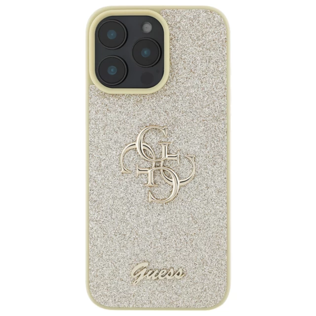 Чехол Guess Glitter Script Big 4G для iPhone 16 Pro Gold (GUHCP16LHG4SGD)