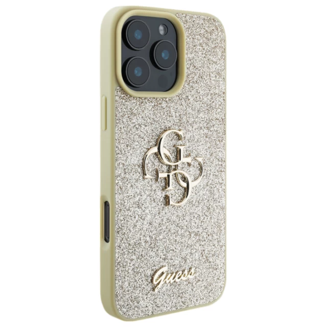 Чехол Guess Glitter Script Big 4G для iPhone 16 Pro Gold (GUHCP16LHG4SGD)