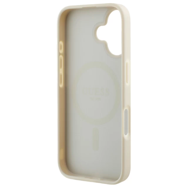 Чехол Guess Grained Gold Ring для iPhone 16 Beige with MagSafe (GUHMP16SPGHSMME)