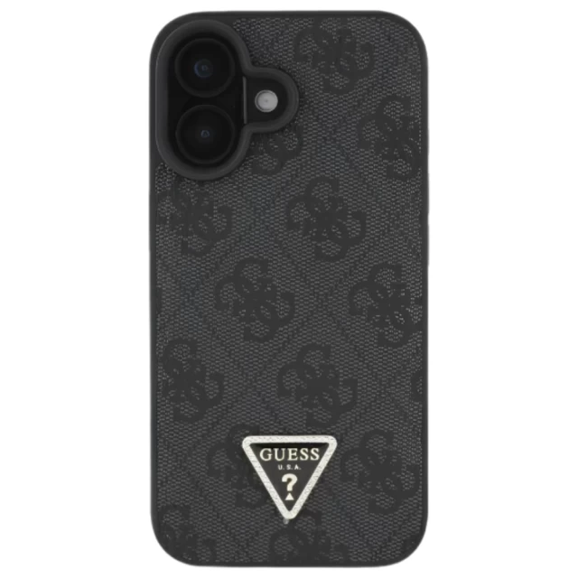 Чехол Guess Leather 4G Triangle Strass для iPhone 16 Plus Black (GUHCP16MP4TDPK)