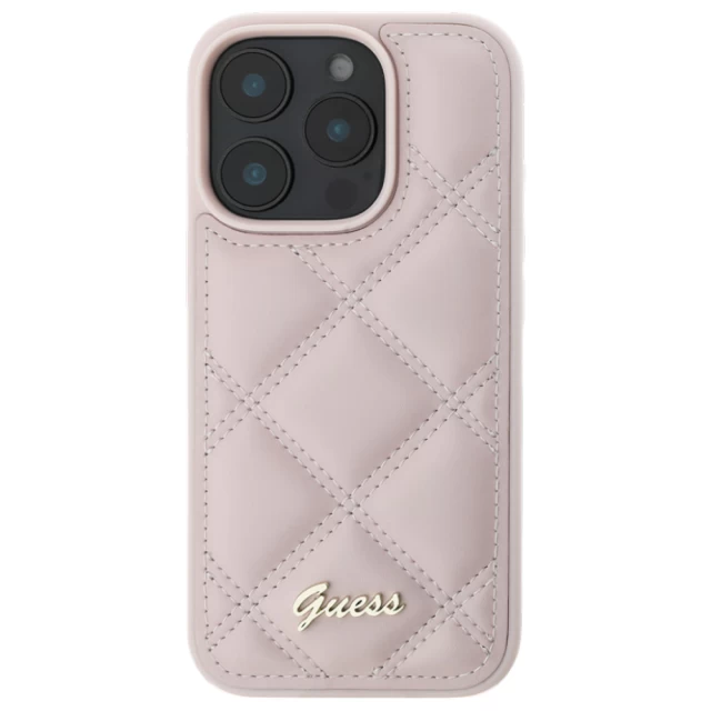 Чехол Guess Quilted Metal Logo для iPhone 16 Pro Max Pink (GUHCP16XPSQSQSP)