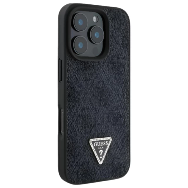 Чехол Guess Leather 4G Triangle Strass для iPhone 16 Pro Max Black (GUHCP16XP4TDPK)