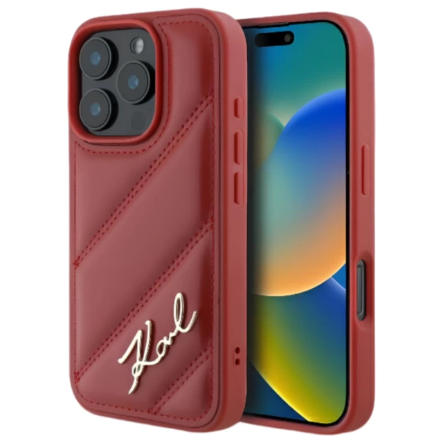 Чехол Karl Lagerfeld Quilted Signature для iPhone 16 Pro Max Red (KLHCP16XPQDSMGR)