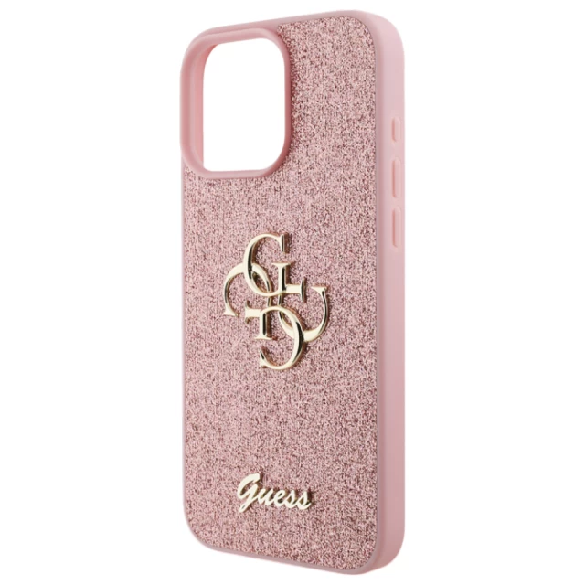 Чехол Guess Glitter Script Big 4G для iPhone 16 Pro Pink (GUHCP16LHG4SGP)