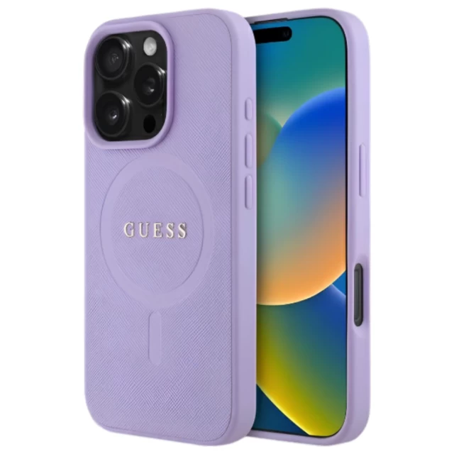 Чехол Guess Saffiano для iPhone 16 Pro Max Purple with MagSafe (GUHMP16XPSAHMCU)