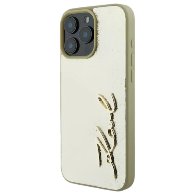 Чехол Karl Lagerfeld Metal Signature для iPhone 16 Pro Gold (KLHCP16LPFMFBKMD)