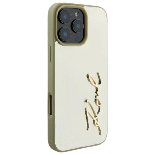 Чехол Karl Lagerfeld Metal Signature для iPhone 16 Pro Gold (KLHCP16LPFMFBKMD)