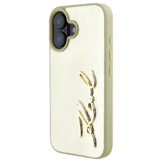 Чехол Karl Lagerfeld Metal Signature для iPhone 16 Gold (KLHCP16SPFMFBKMD)