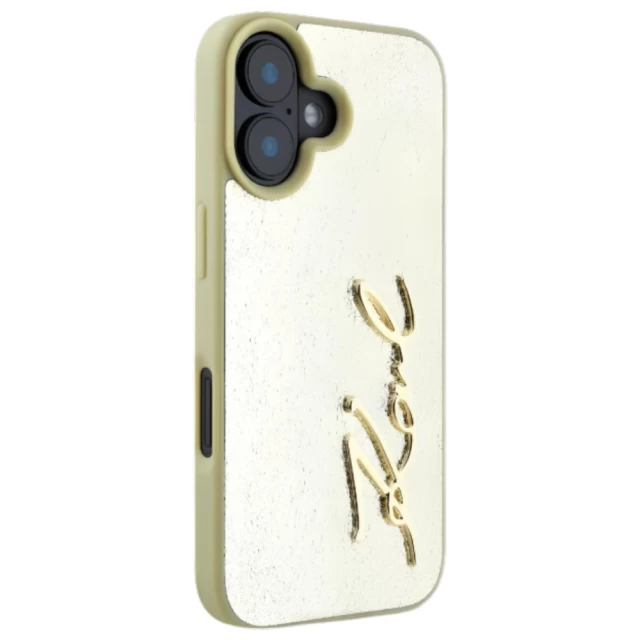 Чехол Karl Lagerfeld Metal Signature для iPhone 16 Gold (KLHCP16SPFMFBKMD)