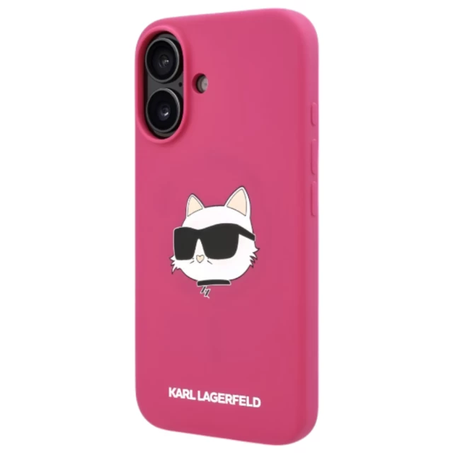 Чехол Karl Lagerfeld Silicone Choupette Head для iPhone 16 Fuchsia with MagSafe (KLHMP16SSCHPPLF)