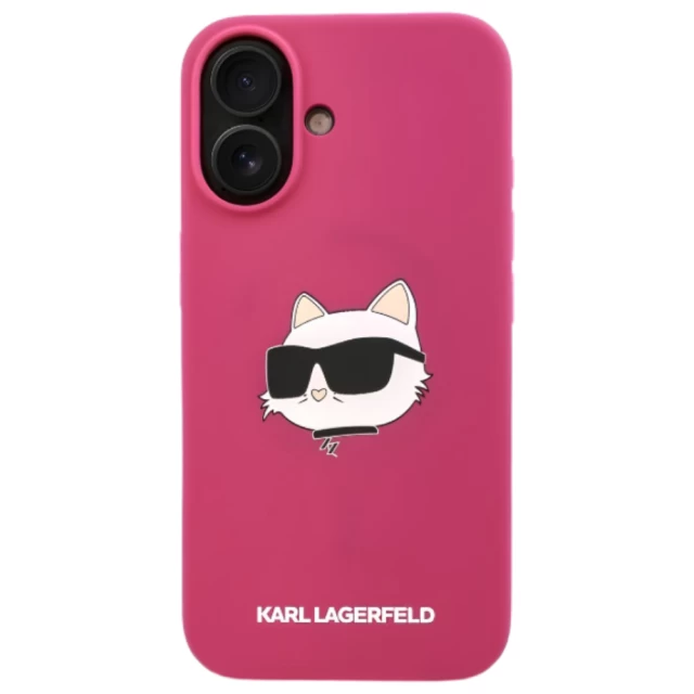 Чехол Karl Lagerfeld Silicone Choupette Head для iPhone 16 Fuchsia with MagSafe (KLHMP16SSCHPPLF)