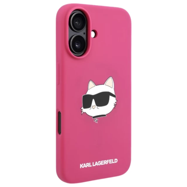 Чехол Karl Lagerfeld Silicone Choupette Head для iPhone 16 Fuchsia with MagSafe (KLHMP16SSCHPPLF)