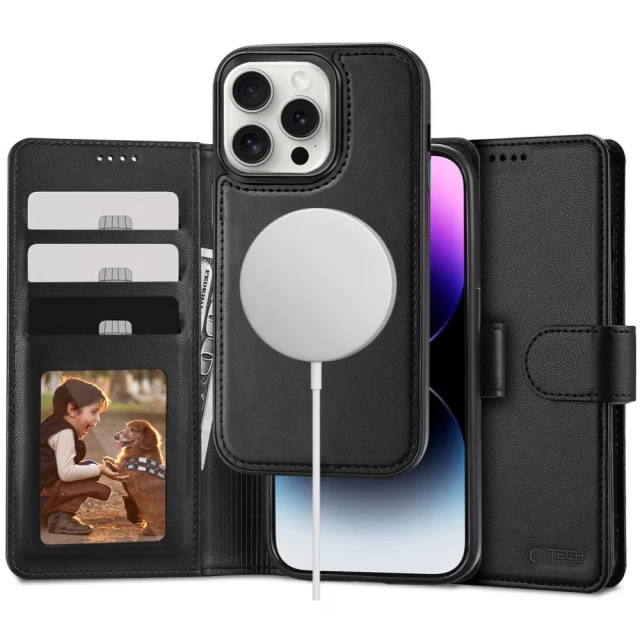 Чехол-книжка Tech-Protect Wallet для iPhone 16 Pro Max Black with MagSafe (5906302311613)