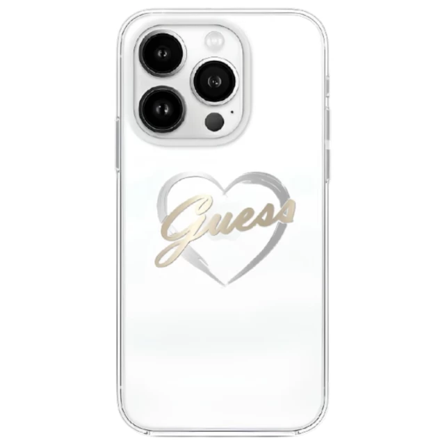 Чехол Guess IML Heart для iPhone 16 Pro Max Transparent (GUHCP16XHCHGSPT)