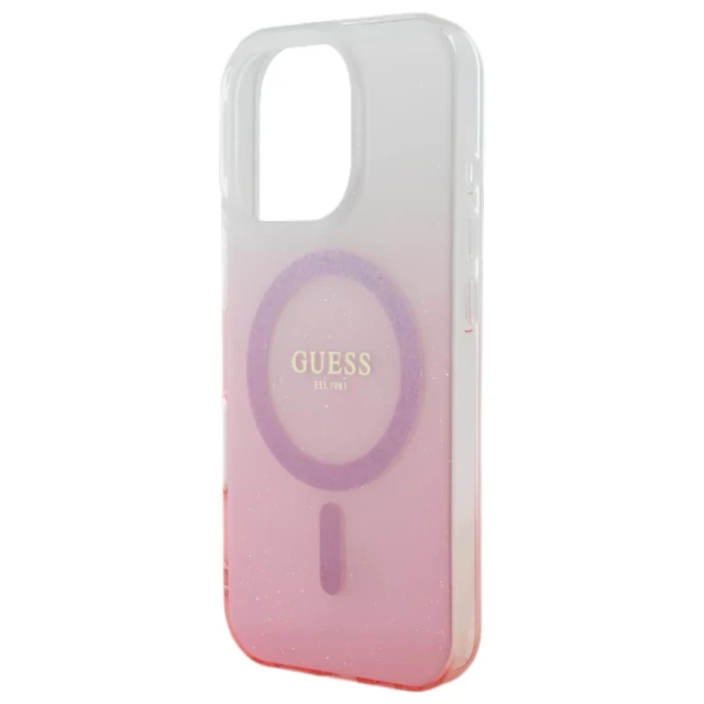 Чехол Guess IML Glitter Gradient для iPhone 16 Pro Max Pink with MagSafe (GUHMP16XHGRCELP)