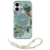 Чехол Guess IML Flowers with Pearl Strap для iPhone 16 Plus Green with MagSafe (GUHMP16MHFWBRCESN)