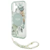 Чехол Guess IML Flowers with Pearl Strap для iPhone 16 Plus Green with MagSafe (GUHMP16MHFWBRCESN)