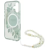 Чехол Guess IML Flowers with Pearl Strap для iPhone 16 Plus Green with MagSafe (GUHMP16MHFWBRCESN)