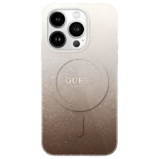 Чехол Guess IML Glitter Gradient для iPhone 16 Pro Brown with MagSafe (GUHMP16LHGRCELW)