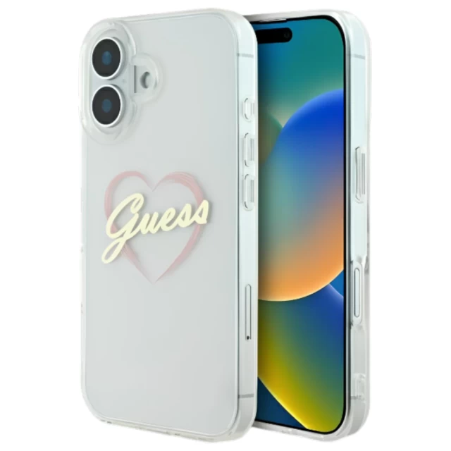 Чехол Guess IML Heart для iPhone 16 Plus Transparent (GUHCP16MHCHGSPT)