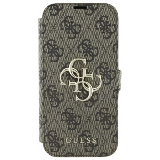 Чехол-книжка Guess 4G Big Metal Logo для iPhone 16 Brown (GUBKP16S4GMGBR)