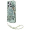 Чехол Guess IML Flowers with Pearl Strap для iPhone 16 Pro Green with MagSafe (GUHMP16LHFWBRCESN)