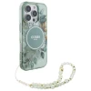 Чехол Guess IML Flowers with Pearl Strap для iPhone 16 Pro Green with MagSafe (GUHMP16LHFWBRCESN)