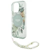 Чехол Guess IML Flowers with Pearl Strap для iPhone 16 Pro Green with MagSafe (GUHMP16LHFWBRCESN)