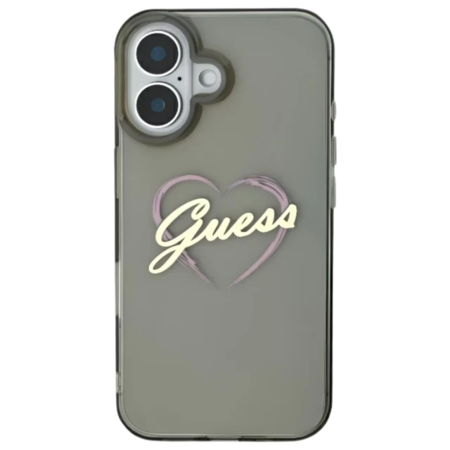 Чехол Guess IML Heart для iPhone 16 Black (GUHCP16SHCHGSPK)