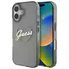 Чехол Guess IML Heart для iPhone 16 Black (GUHCP16SHCHGSPK)