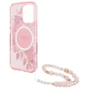 Чехол Guess IML Flowers with Pearl Strap для iPhone 16 Pro Pink with MagSafe (GUHMP16LHFWBRCESP)