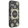 Чехол Guess IML Peony On 4G Background для iPhone 16 Black with MagSafe (GUHMP16SH4PYEEK)