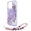 Чехол Guess IML Flowers with Pearl Strap для iPhone 16 Pro Purple with MagSafe (GUHMP16LHFWBRCESU)