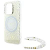 Чехол Guess IML Flowers Allover Electro with Pearl Strap для iPhone 16 Pro Max White with MagSafe (GUHMP16XHCPOFPH)