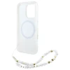 Чехол Guess IML Flowers Allover Electro with Pearl Strap для iPhone 16 Pro Max White with MagSafe (GUHMP16XHCPOFPH)